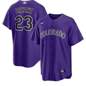 NWT Nike Colorado Rockies Kris Bryant #23 Purple Official MLB Dri-Fit Jersey~L